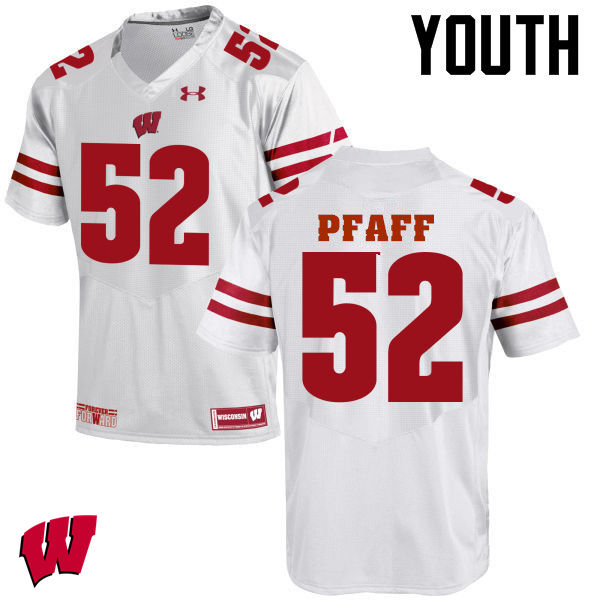 Wisconsin Badgers Youth #52 David Pfaff NCAA Under Armour Authentic White College Stitched Football Jersey FU40X15UB